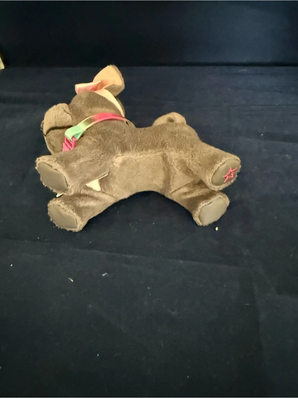American Girl Gray Plush Dog Toy with Pink Bow and Pink Charm